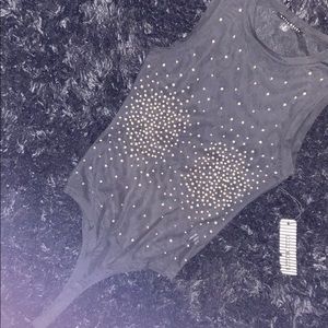 Black studded sheer sleeveless shirt